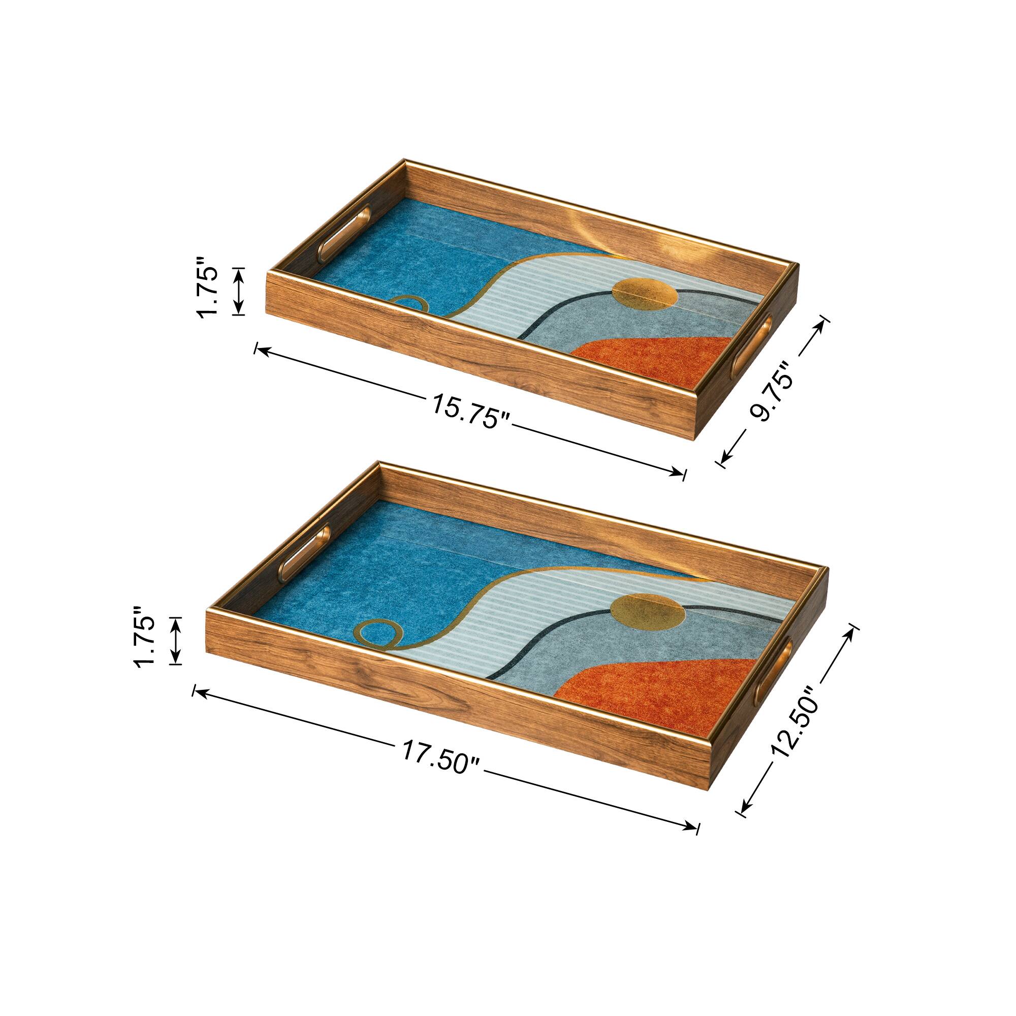 Glitzhome® Rectangle Abstract Patterned Decorative Trays Set